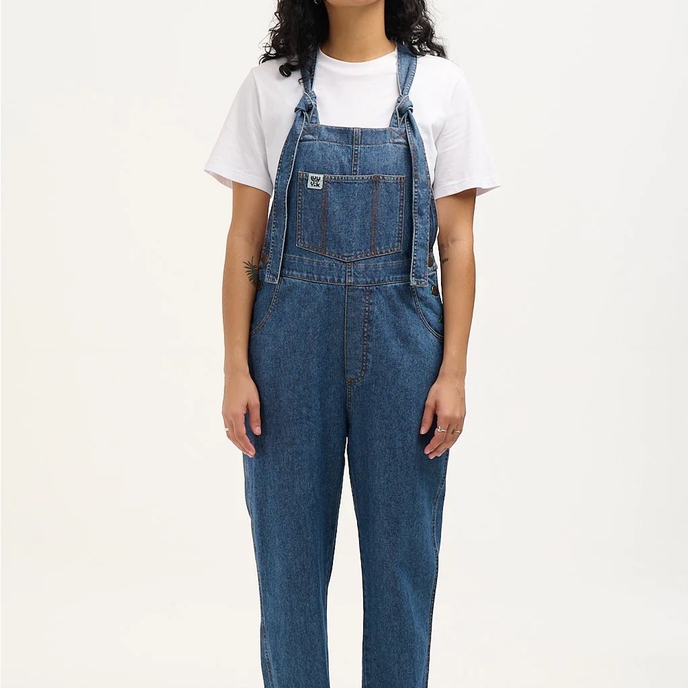 Lucy & Yak Reuben Dungaree: Mid Wash Blue